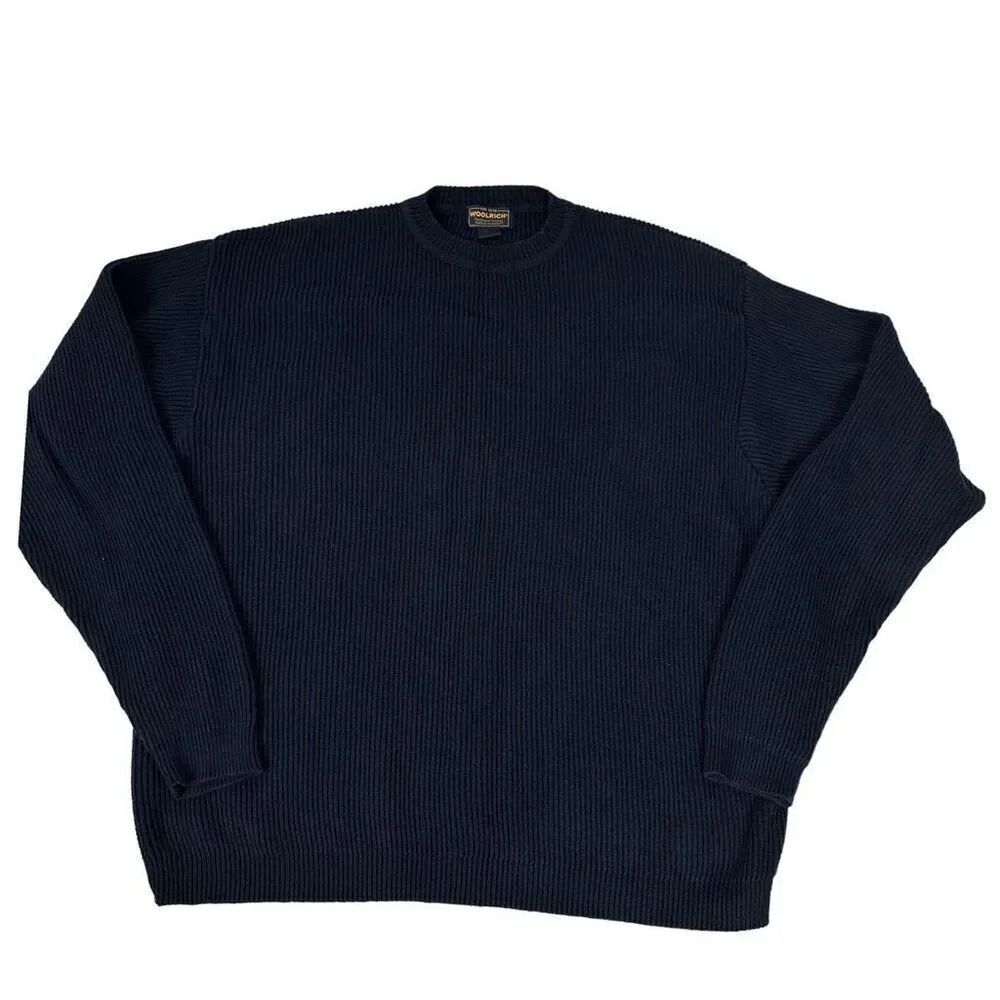 Woolrich Men’s Navy Ribbed Cotton Crewneck Sweater size XL